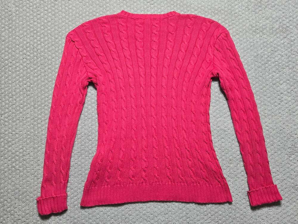Ralph Lauren Pink Cable Knit Crew Neck Cotton Sweater XS - Picture 11 of 11